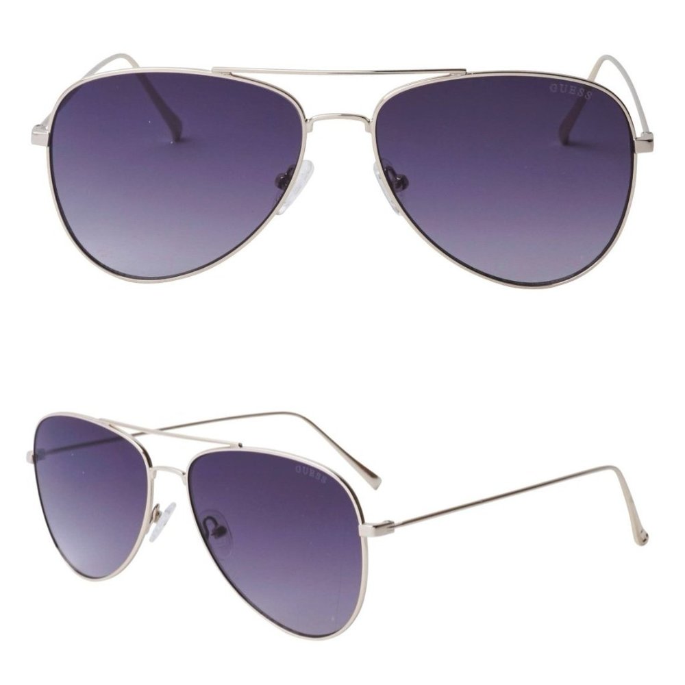 Guess Shiny Silver Aviator Glasses (NWT)